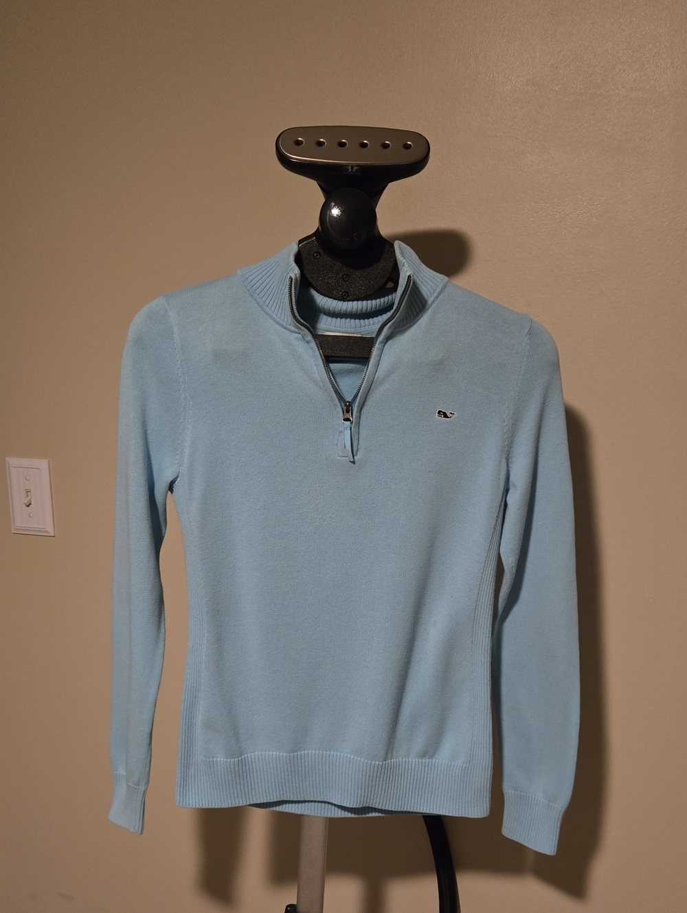 Vineyard Vines Light Blue Women's Quarter-Zip Turtleneck Sweater